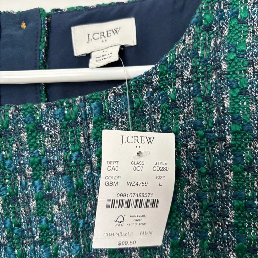 J. Crew Factory, Tweed button-back shell, Size Large, NWT - Picture 4 of 4